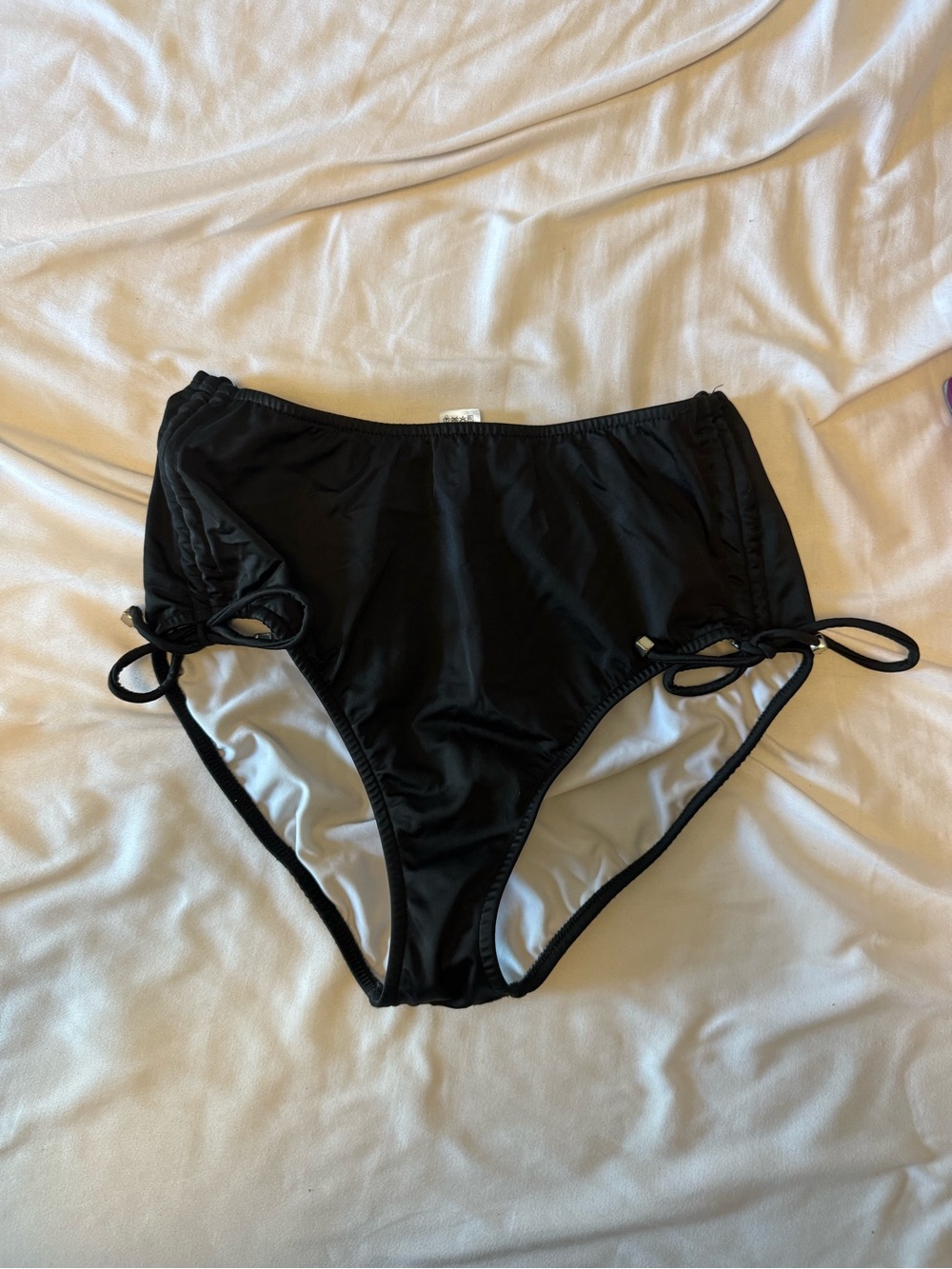 VENUS Black High-Waist Bikini Bottoms with Side Ties